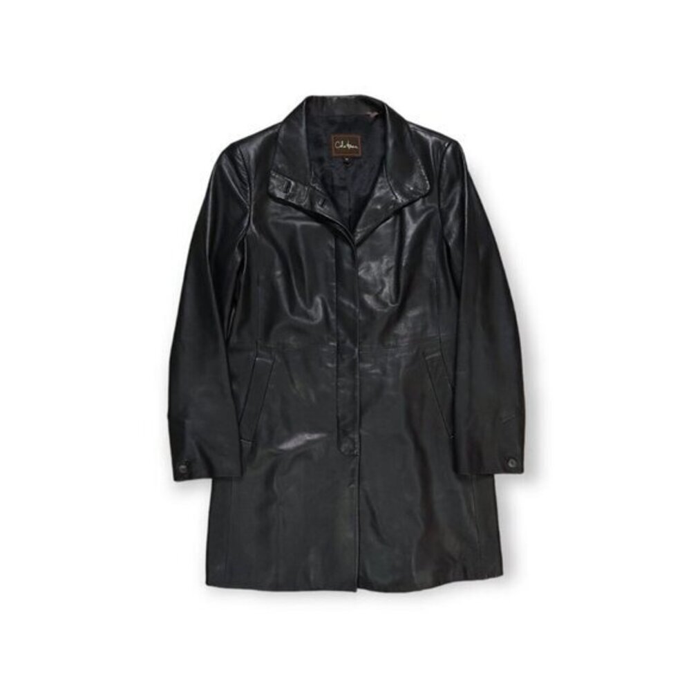 Cole Haan Genuine Lambskin Coat Trench Long Jacket‎ Button Up Womens 10